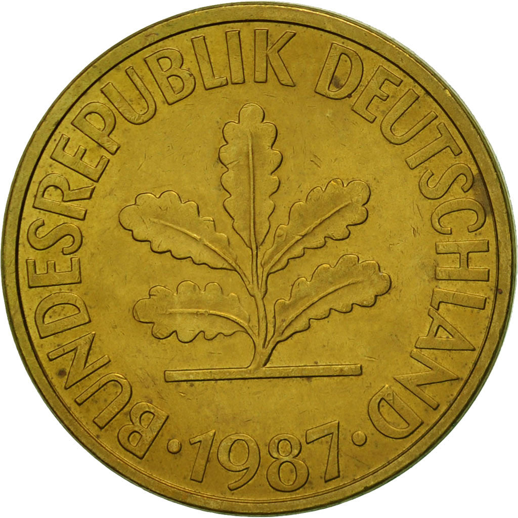 Moneta, GERMANIA - REPUBBLICA FEDERALE, 10 Pfennig, 1987, Karlsruhe, BB, Acciaio