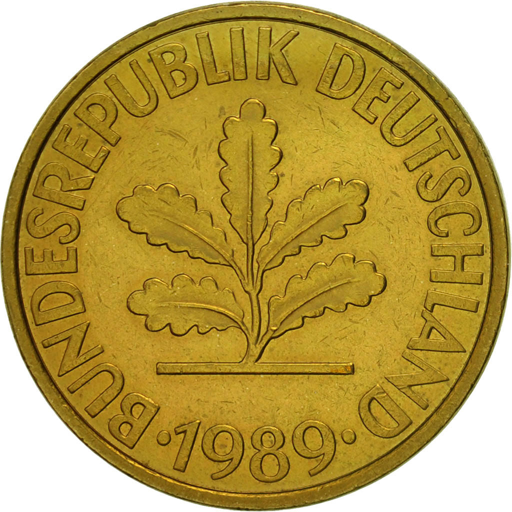 Moneta, GERMANIA - REPUBBLICA FEDERALE, 10 Pfennig, 1989, Hambourg, BB, Acciaio