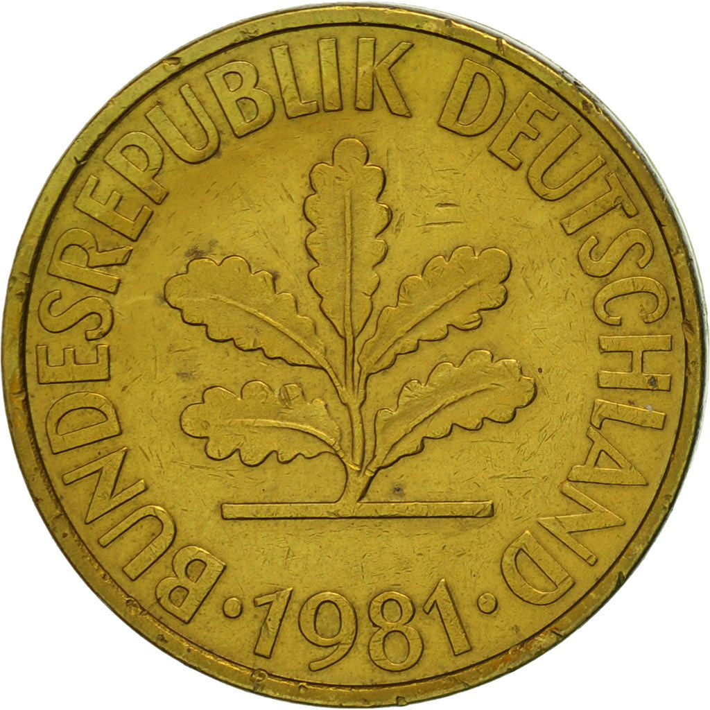 Moneta, GERMANIA - REPUBBLICA FEDERALE, 10 Pfennig, 1981, Karlsruhe, BB, Acciaio