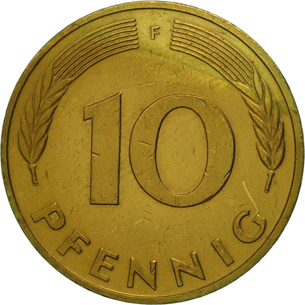 Moneta, Niemcy - RFN, 10 Pfennig, 1984, Stuttgart, EF(40-45), Mosiądz powlekany