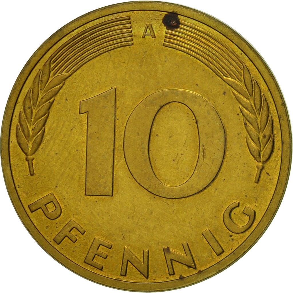 Coin, GERMANY - FEDERAL REPUBLIC, 10 Pfennig, 1991, Berlin, AU(50-53), Brass