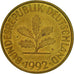 Coin, GERMANY - FEDERAL REPUBLIC, 10 Pfennig, 1992, Stuttgart, EF(40-45), Brass