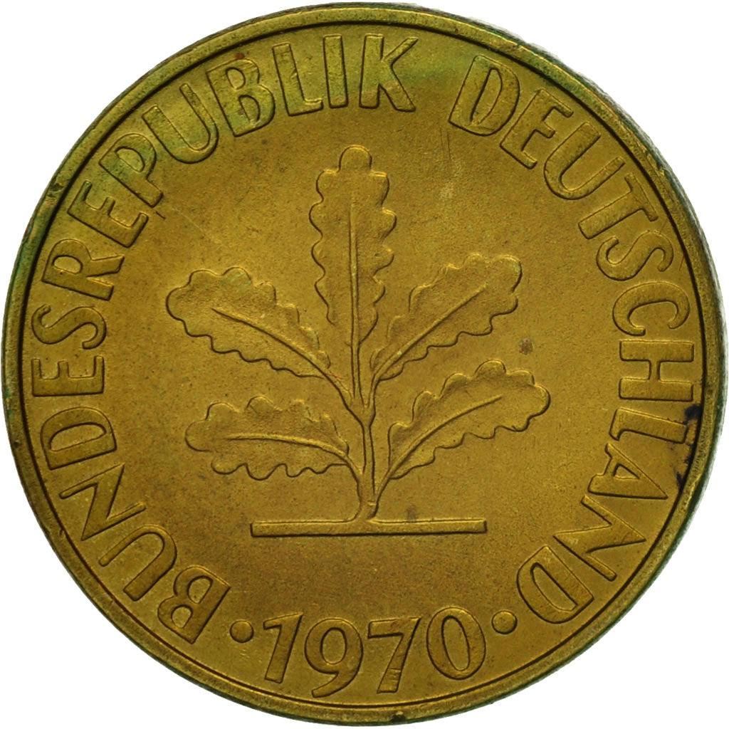 Moneta, GERMANIA - REPUBBLICA FEDERALE, 10 Pfennig, 1970, Stuttgart, BB, Acciaio