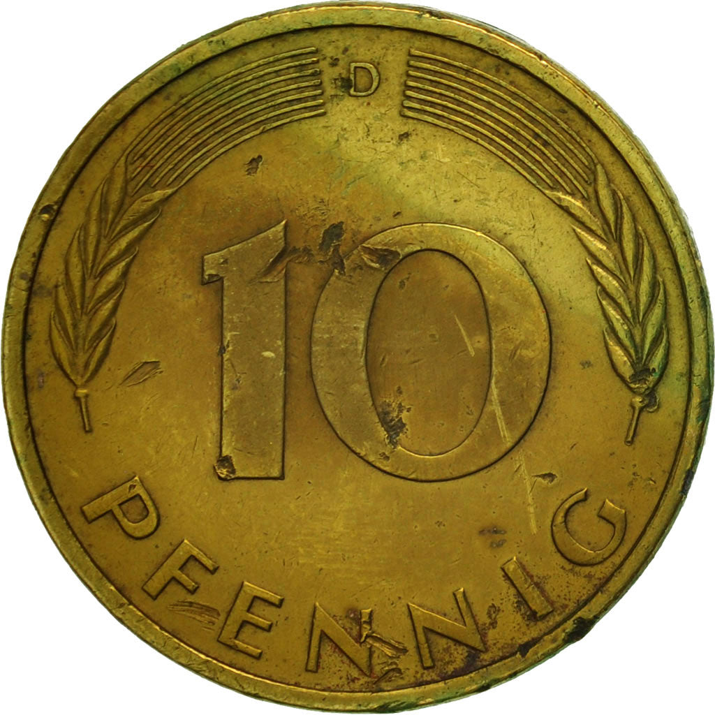 Moneta, Niemcy - RFN, 10 Pfennig, 1972, Munich, EF(40-45), Mosiądz powlekany