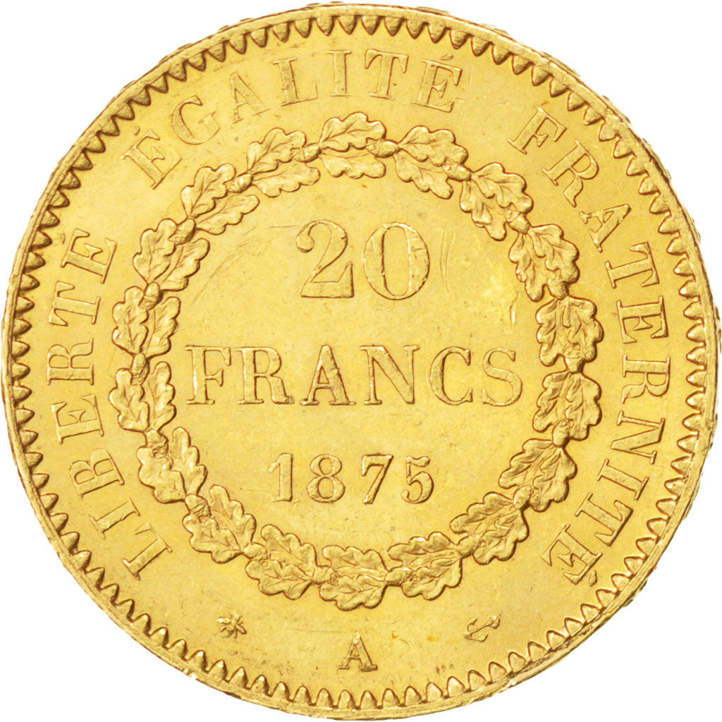Coin, France, Génie, 20 Francs, 1875, Paris, MS(60-62), Gold, KM:825