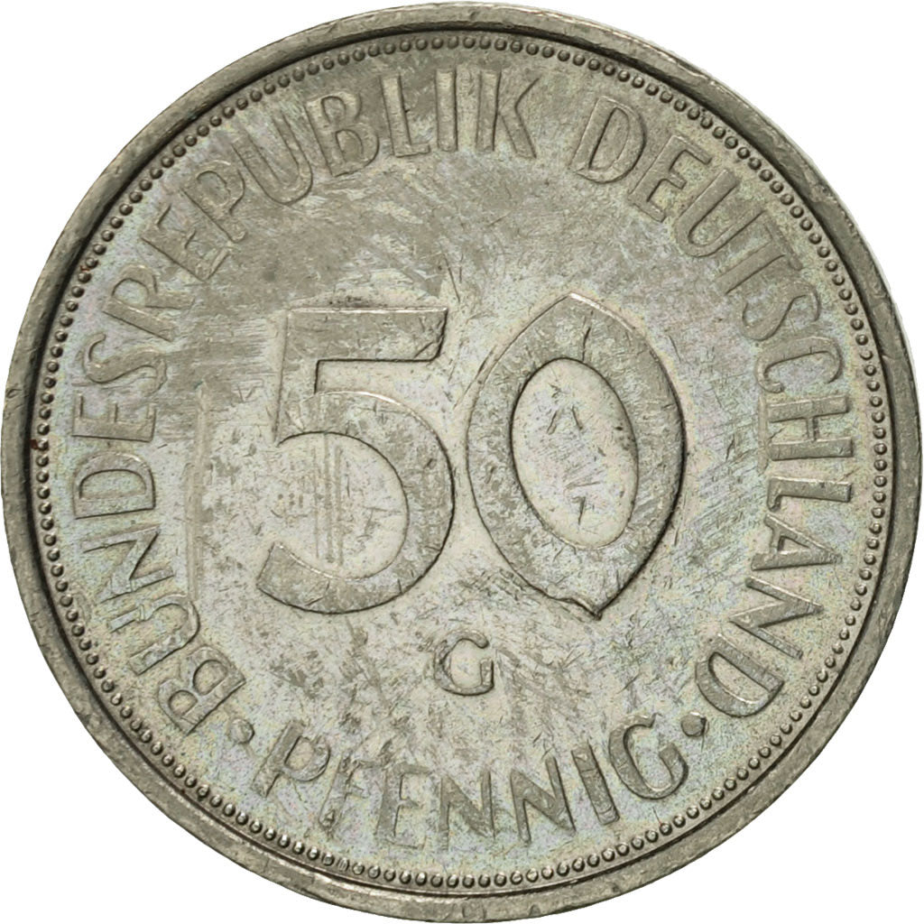 Coin, GERMANY - FEDERAL REPUBLIC, 50 Pfennig, 1972, Karlsruhe, EF(40-45)