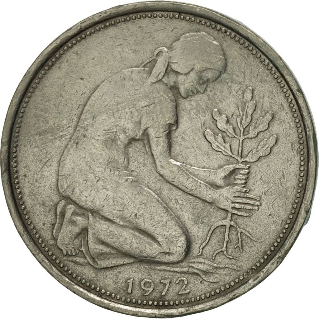 Coin, GERMANY - FEDERAL REPUBLIC, 50 Pfennig, 1972, Hambourg, EF(40-45)
