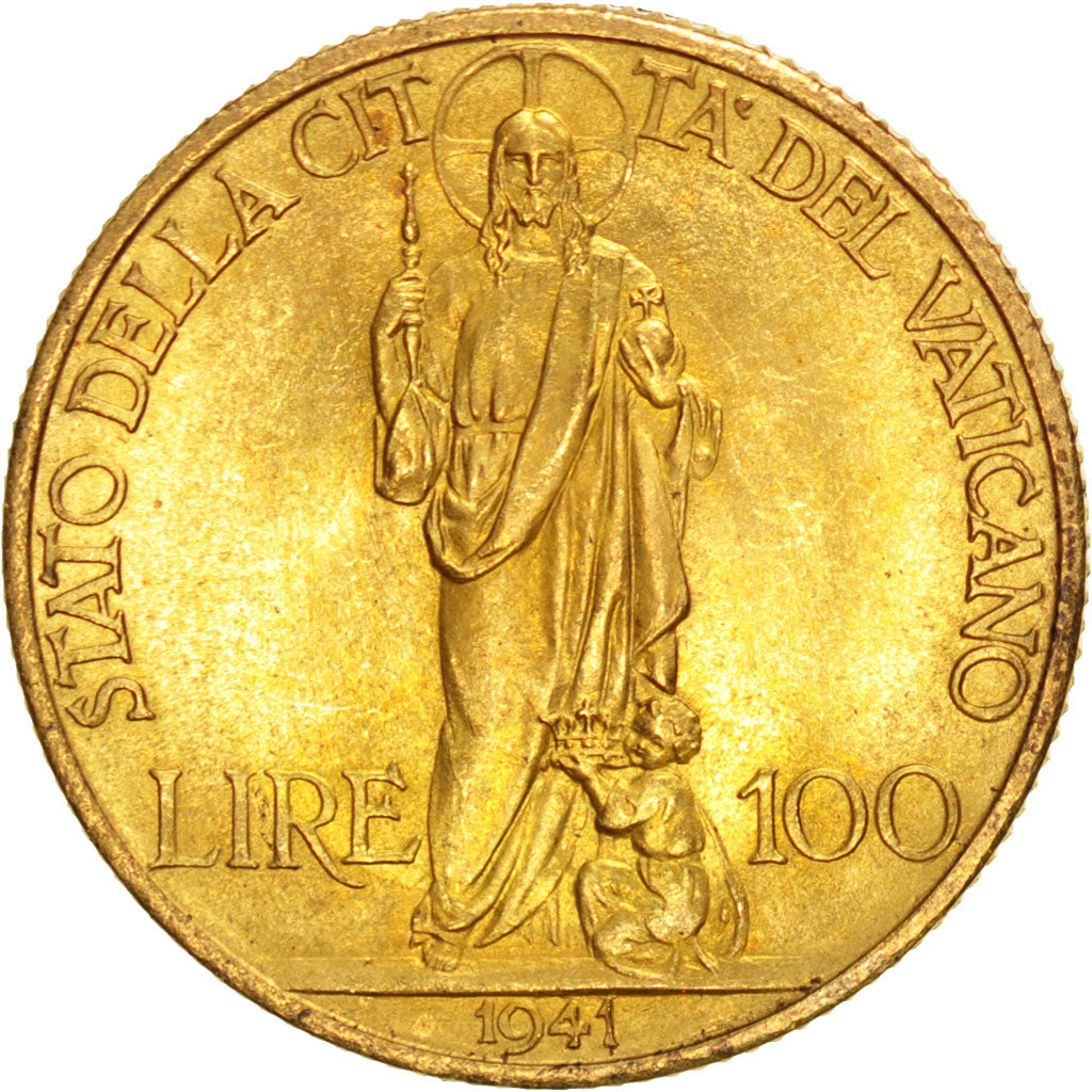 VATICAN CITY, 100 Lire, 1941, KM #30.2, MS(63), Gold, 5.20