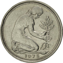 Coin, GERMANY - FEDERAL REPUBLIC, 50 Pfennig, 1975, Karlsruhe, EF(40-45)