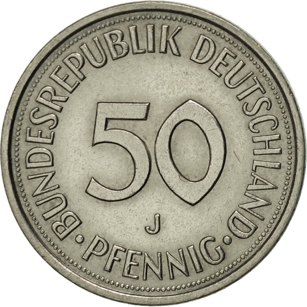 Coin, GERMANY - FEDERAL REPUBLIC, 50 Pfennig, 1975, Hambourg, EF(40-45)