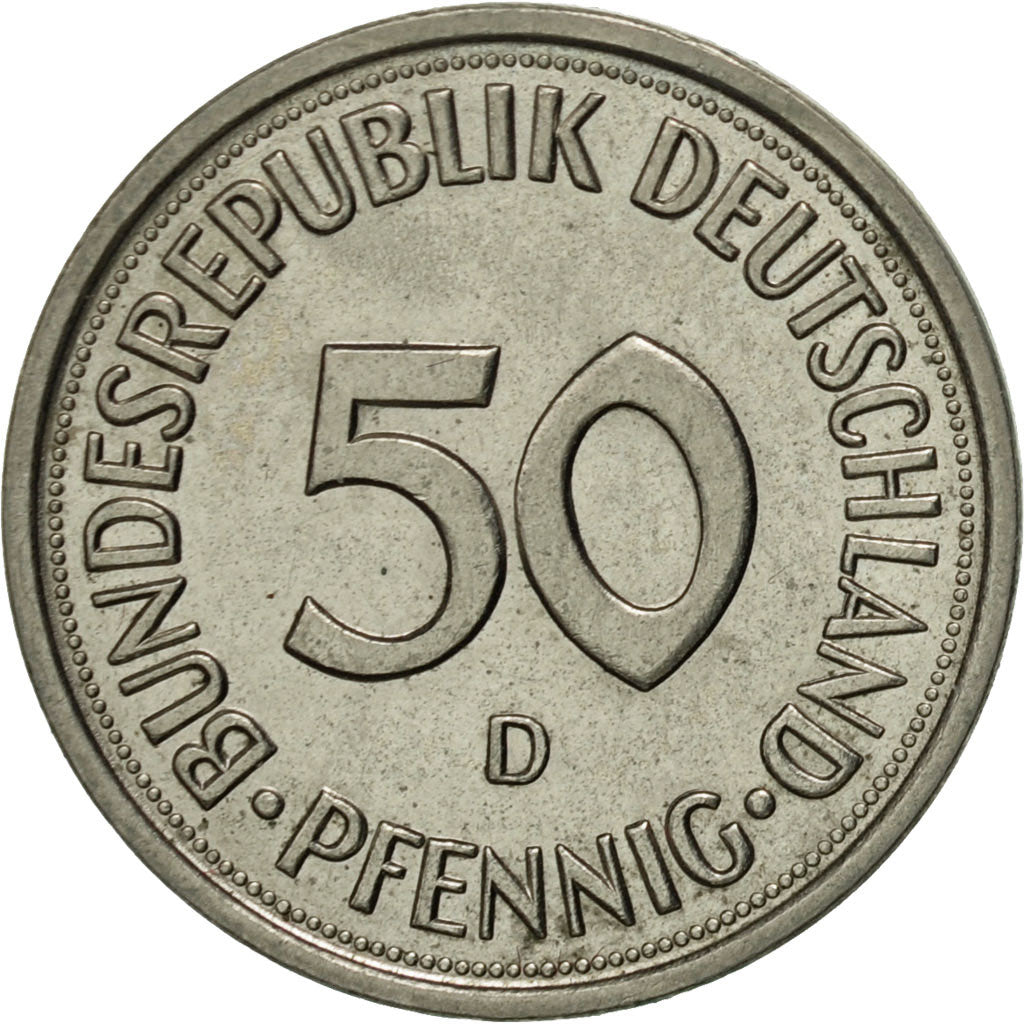 Coin, GERMANY - FEDERAL REPUBLIC, 50 Pfennig, 1977, Munich, EF(40-45)