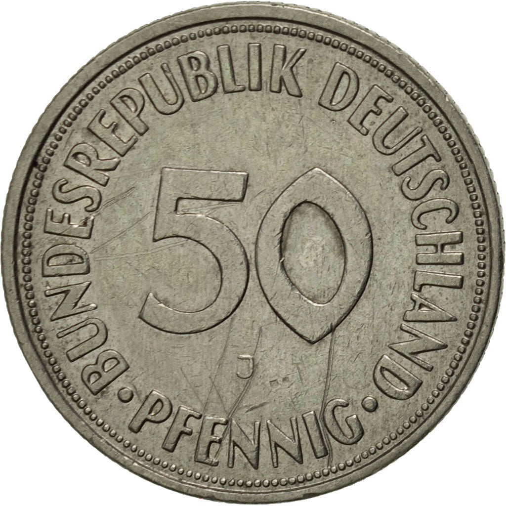 Moneda, ALEMANIA - REPÚBLICA FEDERAL, 50 Pfennig, 1966, Hambourg, MBC, Cobre -