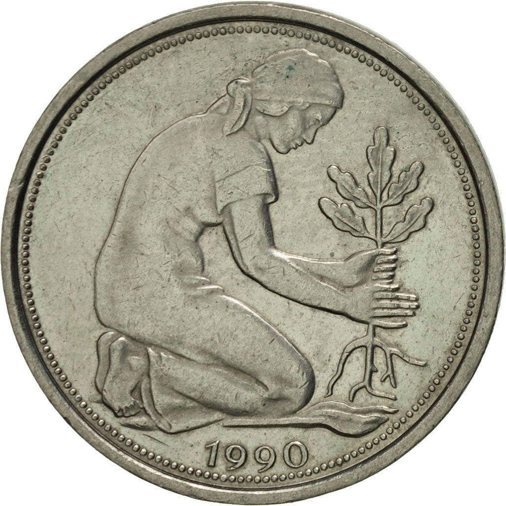 Münze, Bundesrepublik Deutschland, 50 Pfennig, 1990, Berlin, SS+