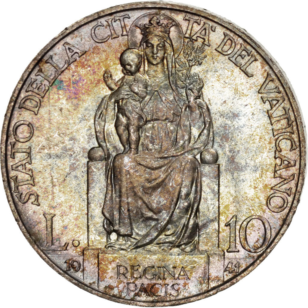 CITTÀ DEL VATICANO, Pius XII, 10 Lire, 1941, FDC, Argento, KM:29
