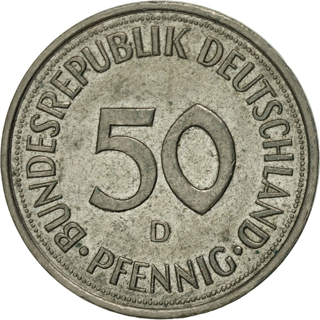 Moneta, Niemcy - RFN, 50 Pfennig, 1990, Munich, EF(40-45), Miedź-Nikiel