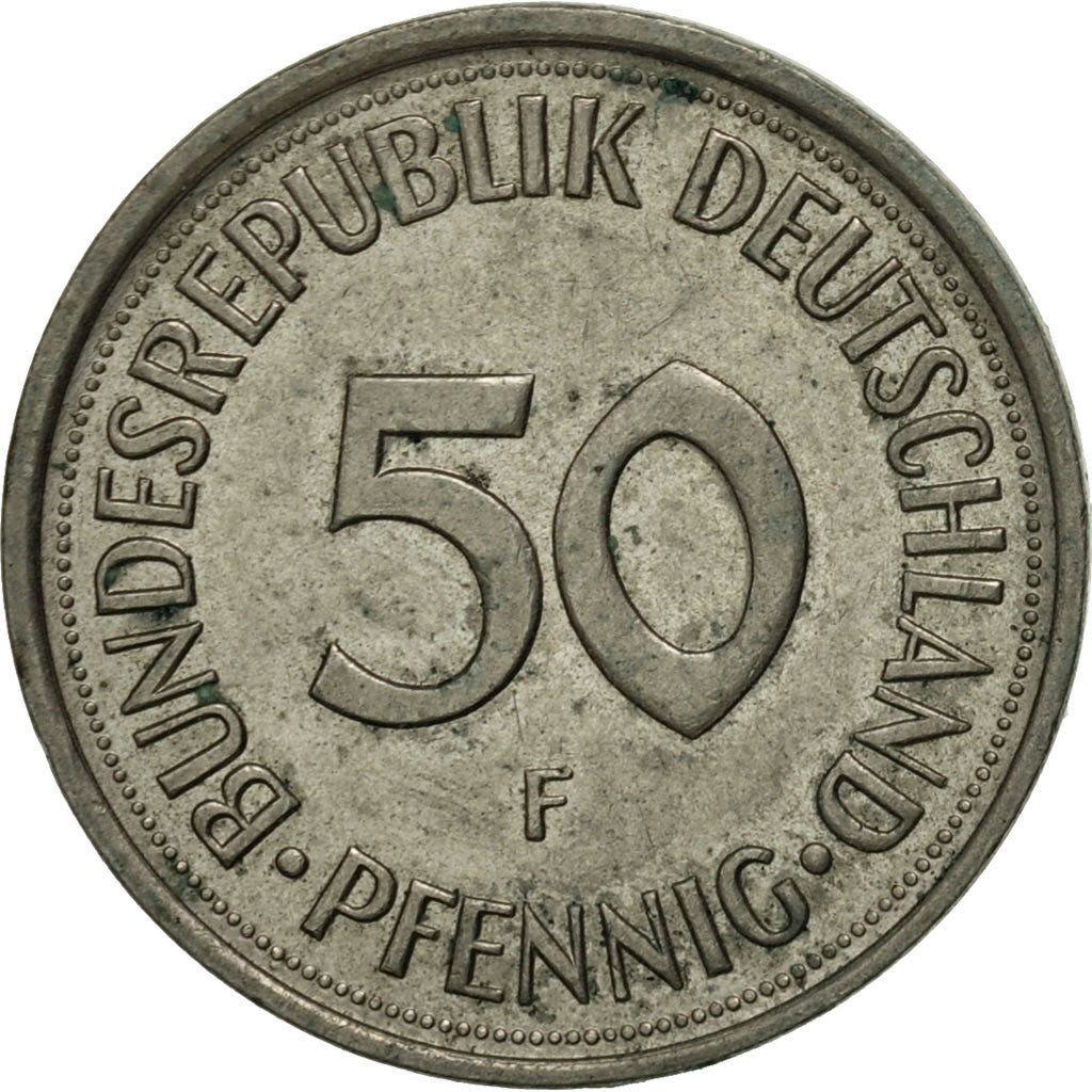 Moneta, Niemcy - RFN, 50 Pfennig, 1990, Stuttgart, EF(40-45), Miedź-Nikiel