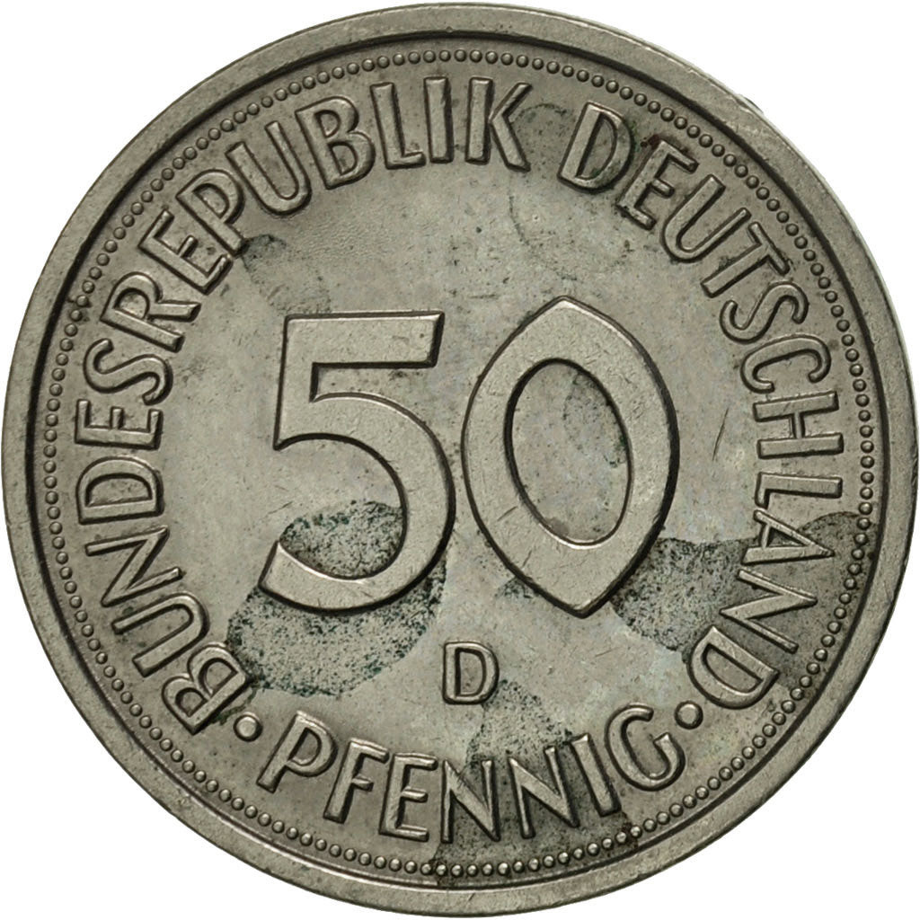Coin, GERMANY - FEDERAL REPUBLIC, 50 Pfennig, 1980, Munich, EF(40-45)