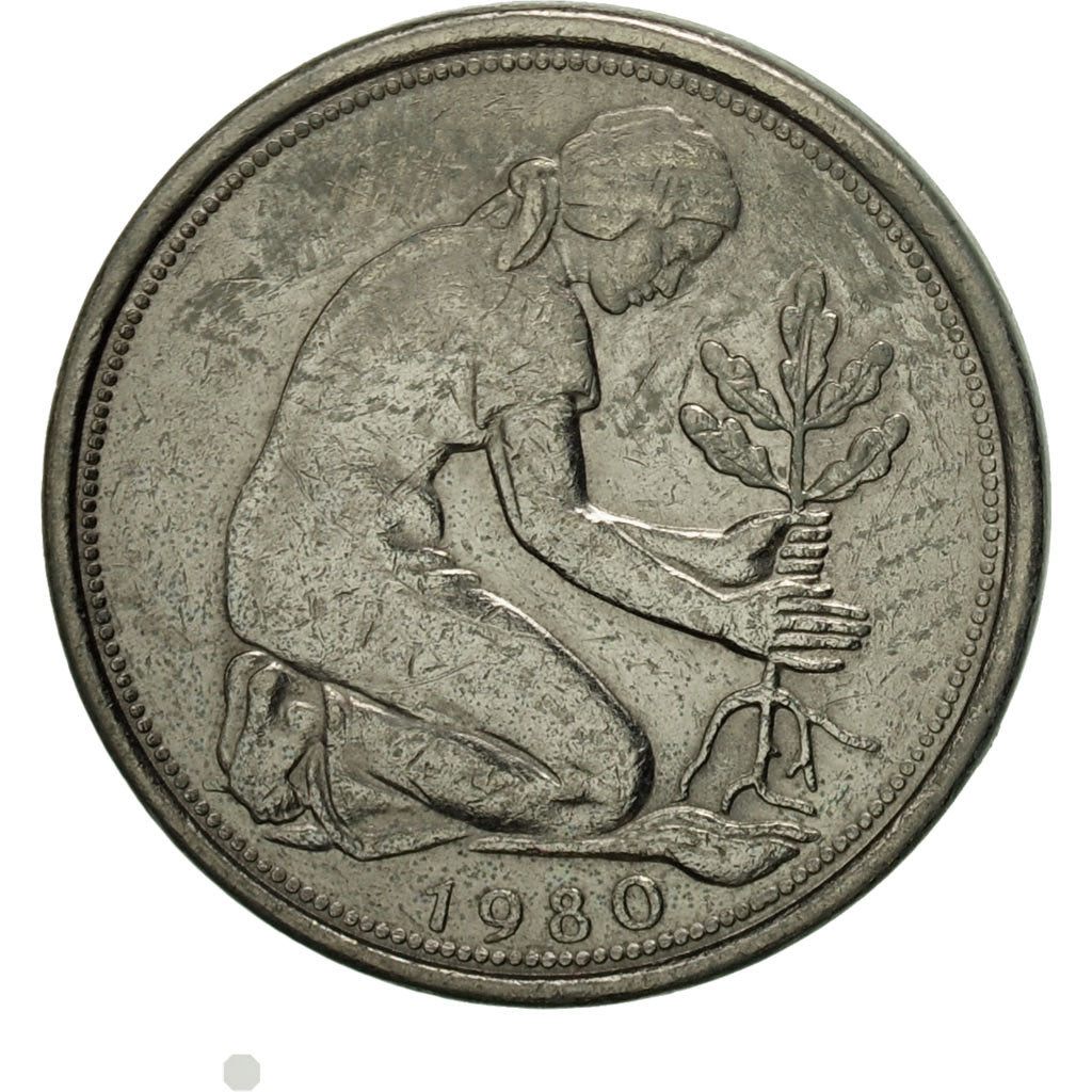 Münze, Bundesrepublik Deutschland, 50 Pfennig, 1980, Stuttgart, SS