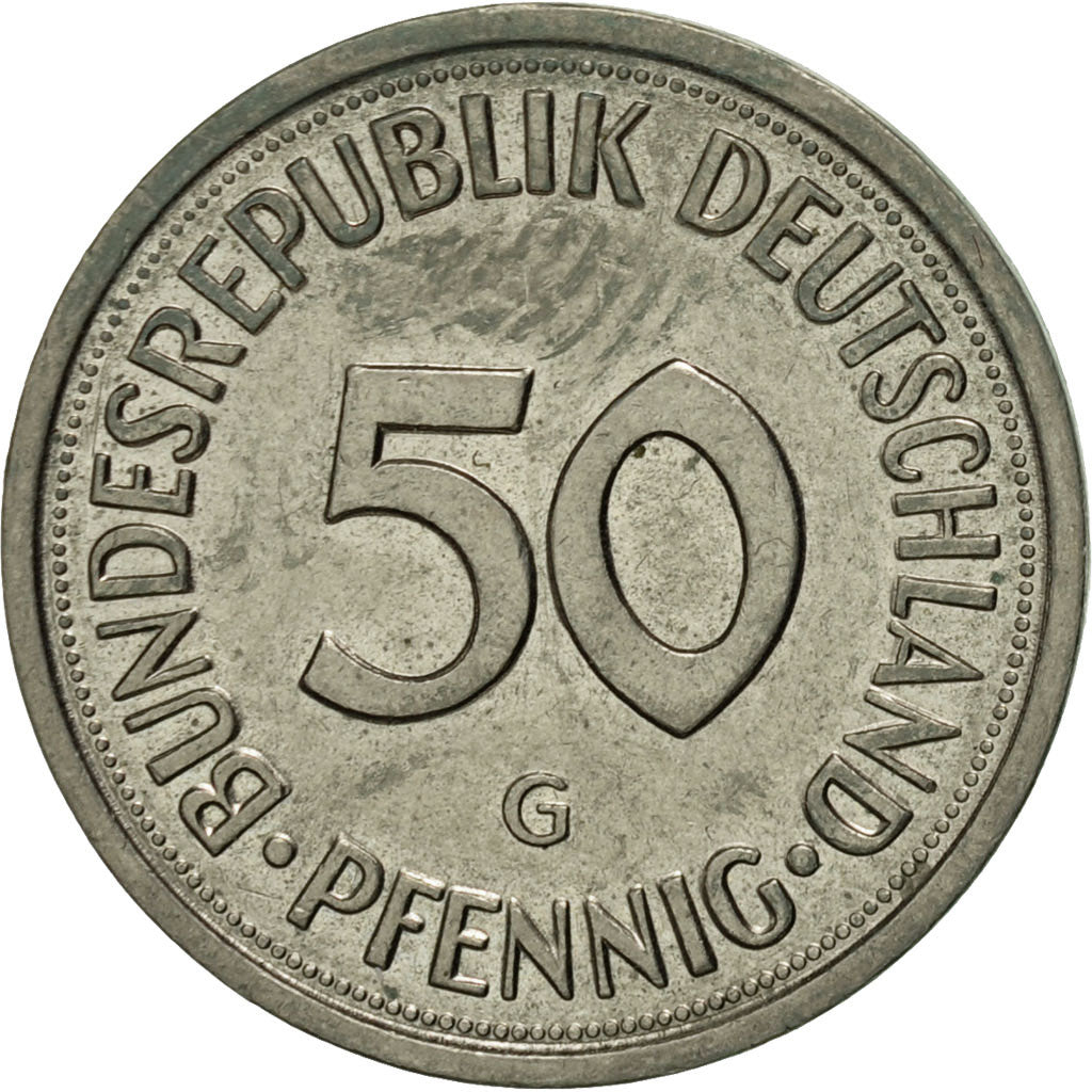 Münze, Bundesrepublik Deutschland, 50 Pfennig, 1980, Karlsruhe, SS