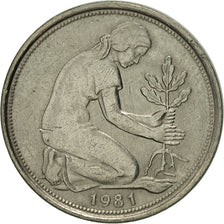 Moneda, ALEMANIA - REPÚBLICA FEDERAL, 50 Pfennig, 1981, Stuttgart, MBC, Cobre -
