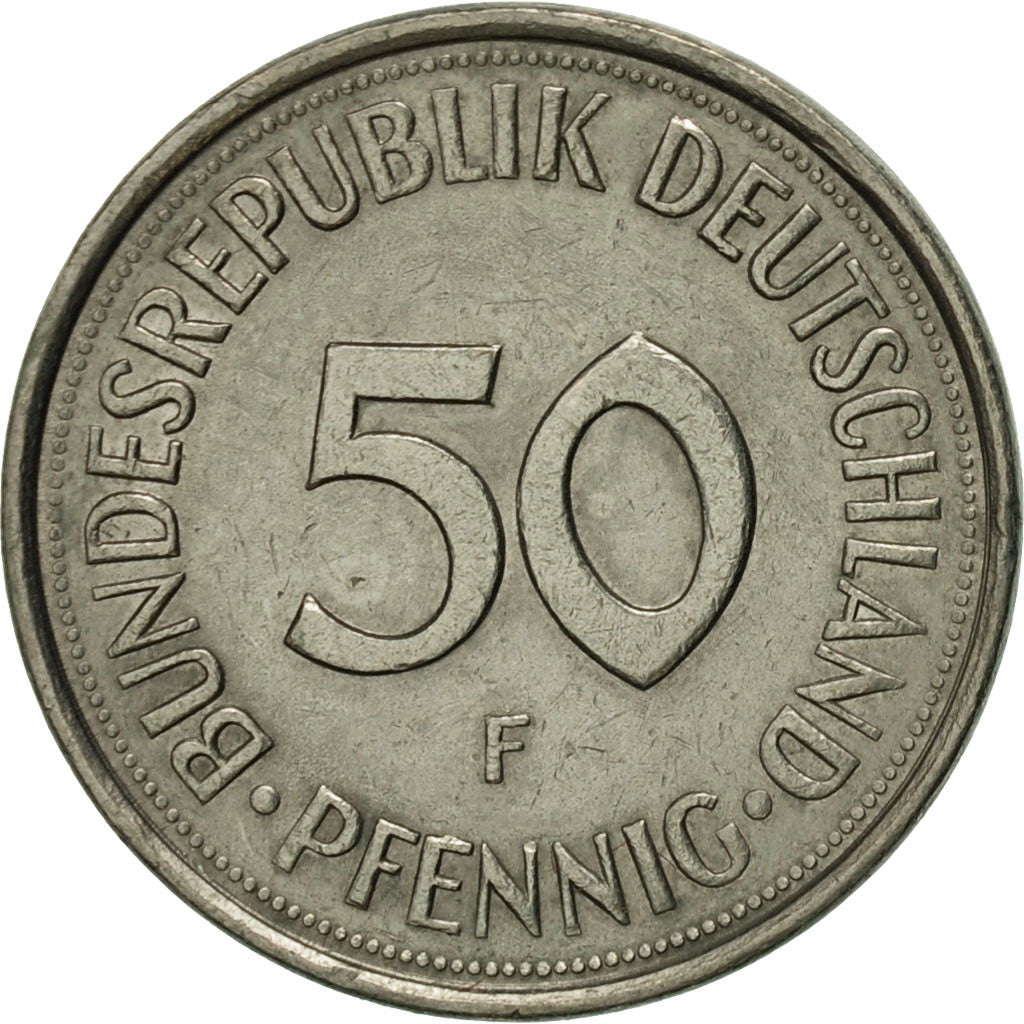 Moneda, ALEMANIA - REPÚBLICA FEDERAL, 50 Pfennig, 1981, Stuttgart, MBC, Cobre -