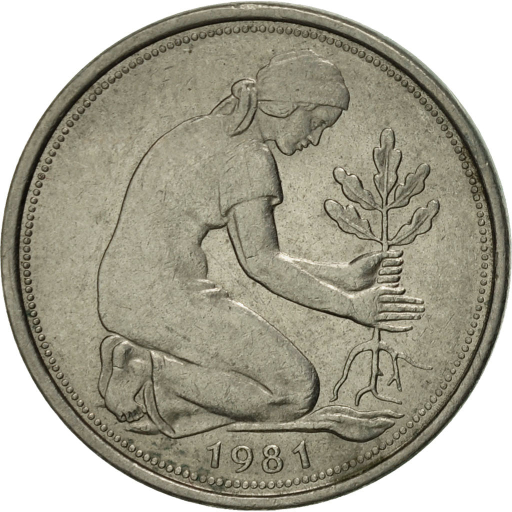 Coin, GERMANY - FEDERAL REPUBLIC, 50 Pfennig, 1981, Hambourg, EF(40-45)