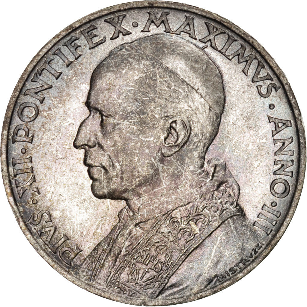 VATICAN CITY, 5 Lire, 1941, KM #28, MS(65-70), Silver, 23, 5.03