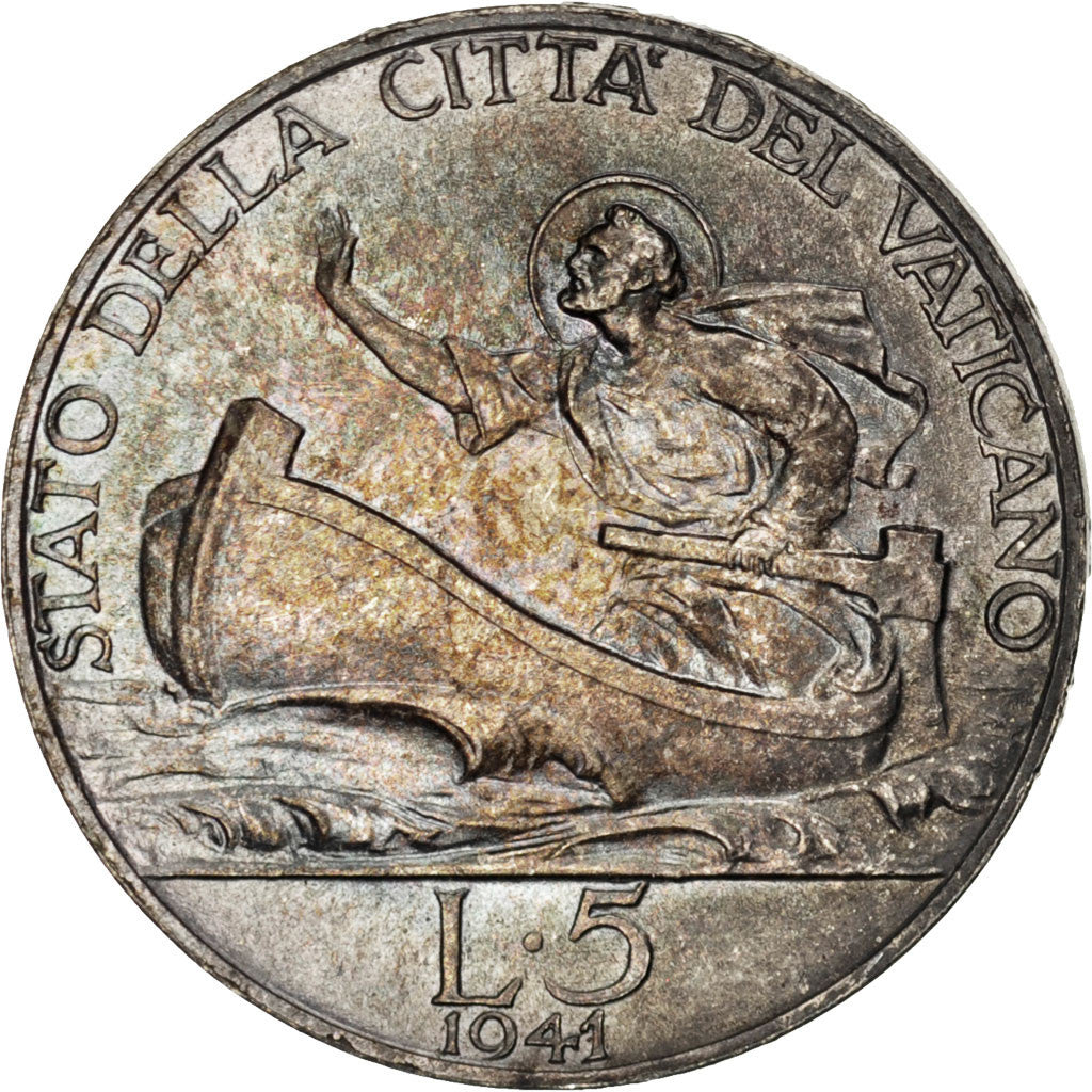 VATICAN CITY, 5 Lire, 1941, KM #28, MS(65-70), Silver, 23, 5.03