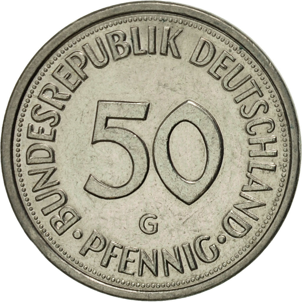 Coin, GERMANY - FEDERAL REPUBLIC, 50 Pfennig, 1982, Karlsruhe, EF(40-45)
