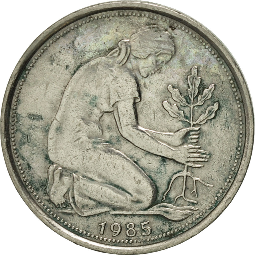 Coin, GERMANY - FEDERAL REPUBLIC, 50 Pfennig, 1985, Hambourg, EF(40-45)