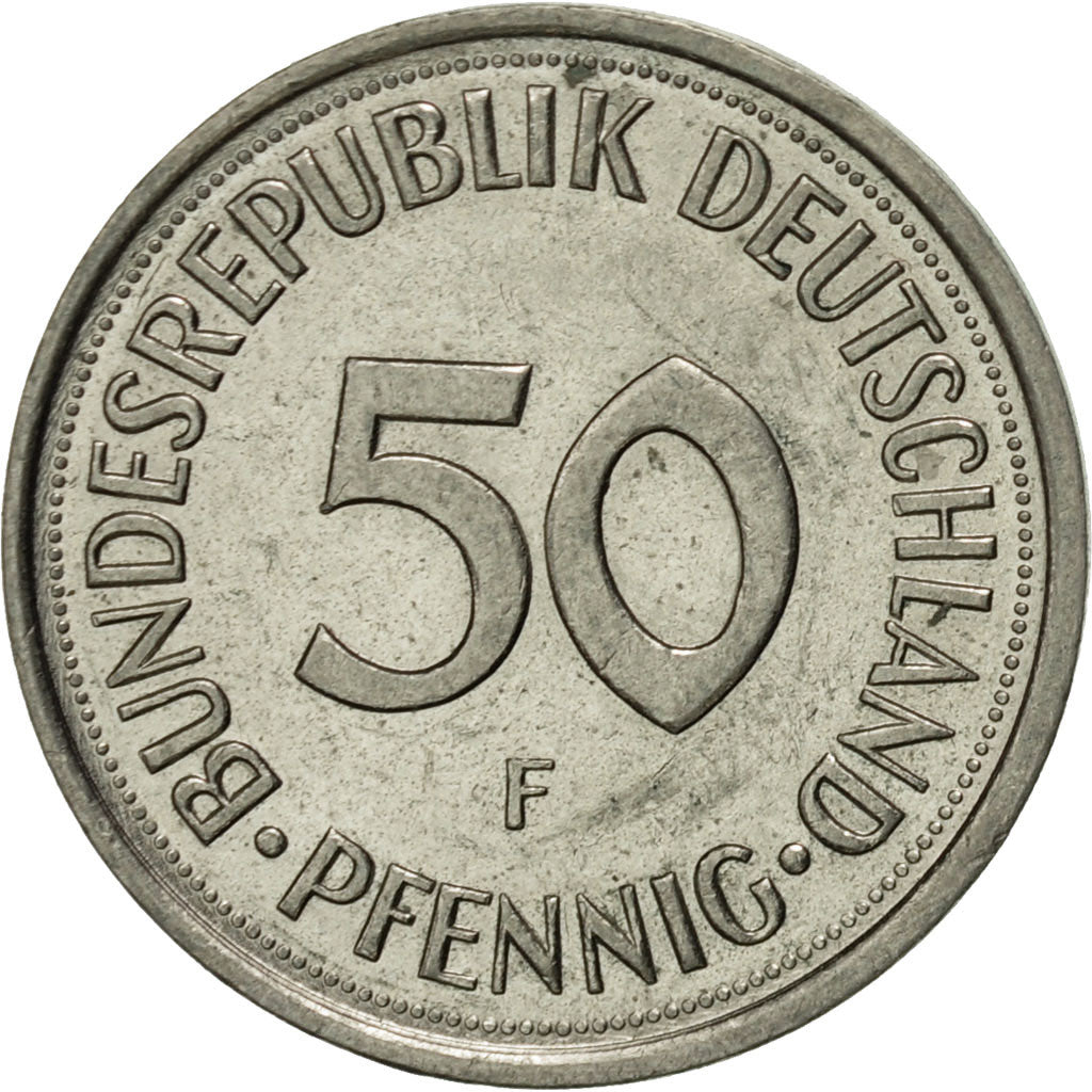 Moneda, ALEMANIA - REPÚBLICA FEDERAL, 50 Pfennig, 1989, Stuttgart, MBC, Cobre -