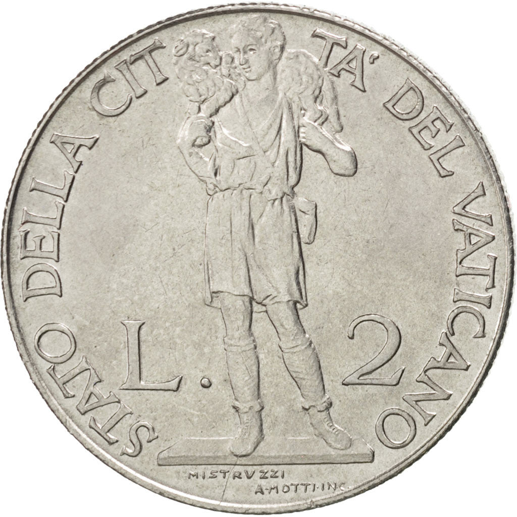 VATICAN CITY, 2 Lire, 1941, KM #27a, MS(63), Stainless Steel, 29, 10.14