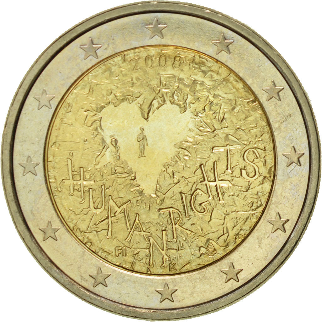 Finland, 2 Euro, Human Rights, 2008, AU(55-58), Bi-Metallic, KM:143