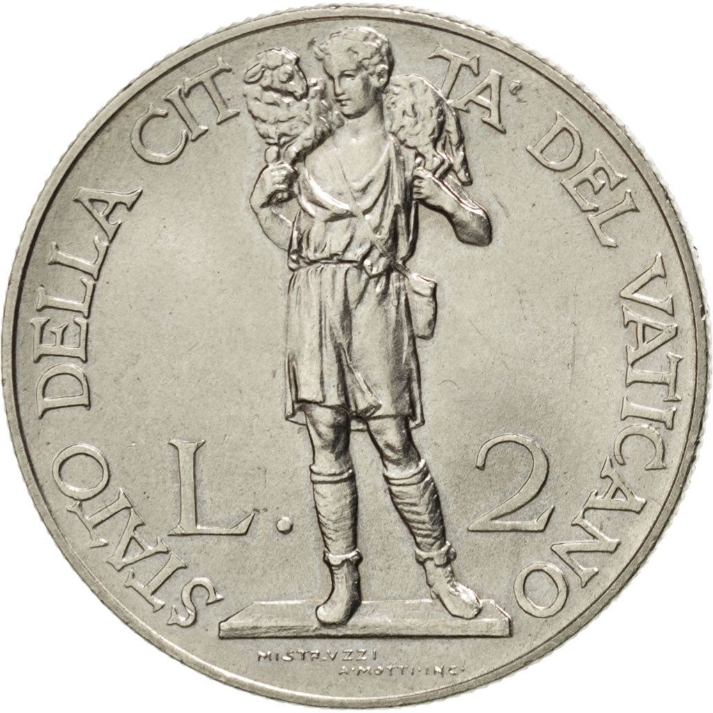 VATICAN CITY, 2 Lire, 1939, KM #27, MS(63), Nickel, 29, 9.96