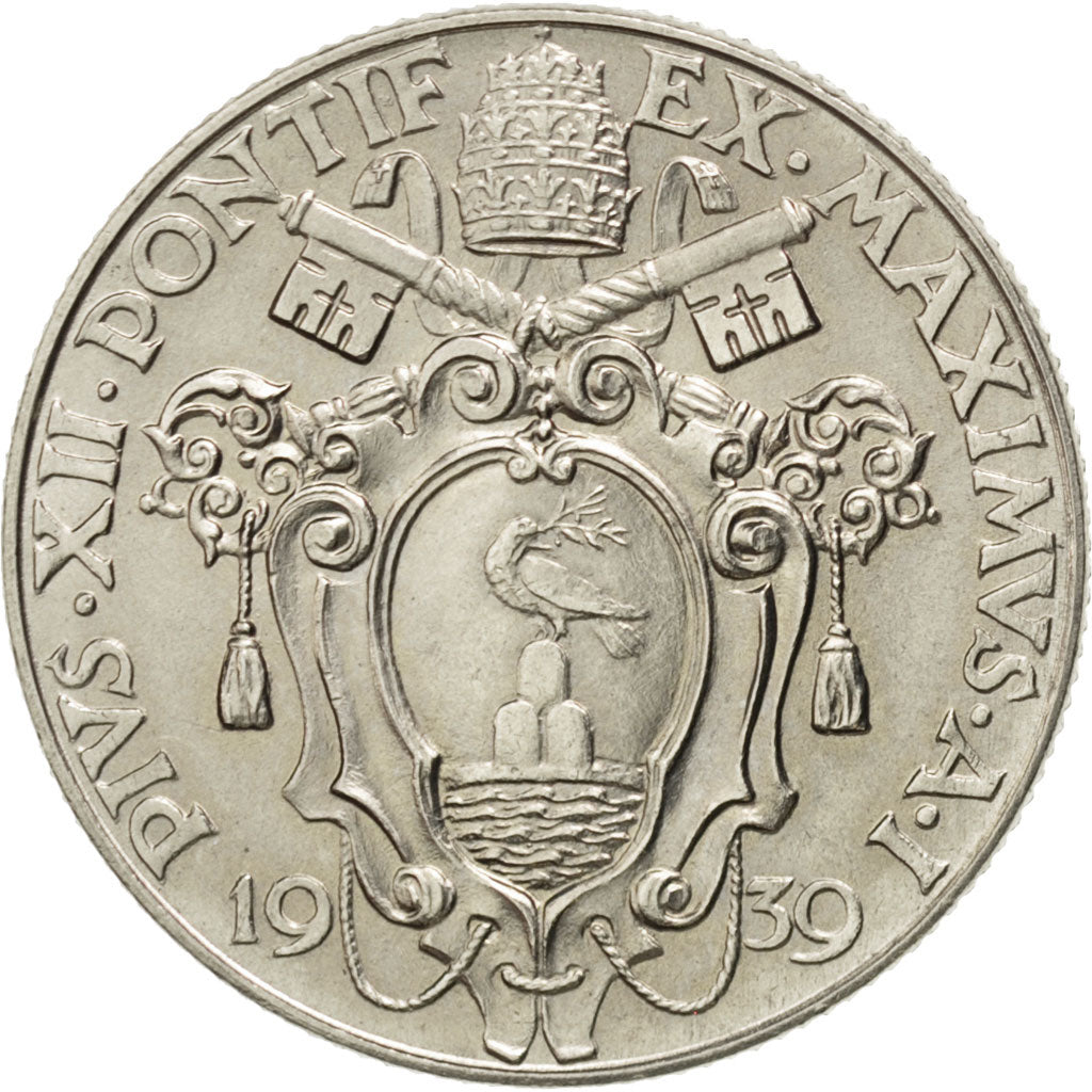Coin, VATICAN CITY, Pius XII, Lira, 1939, MS(63), Nickel, KM:26