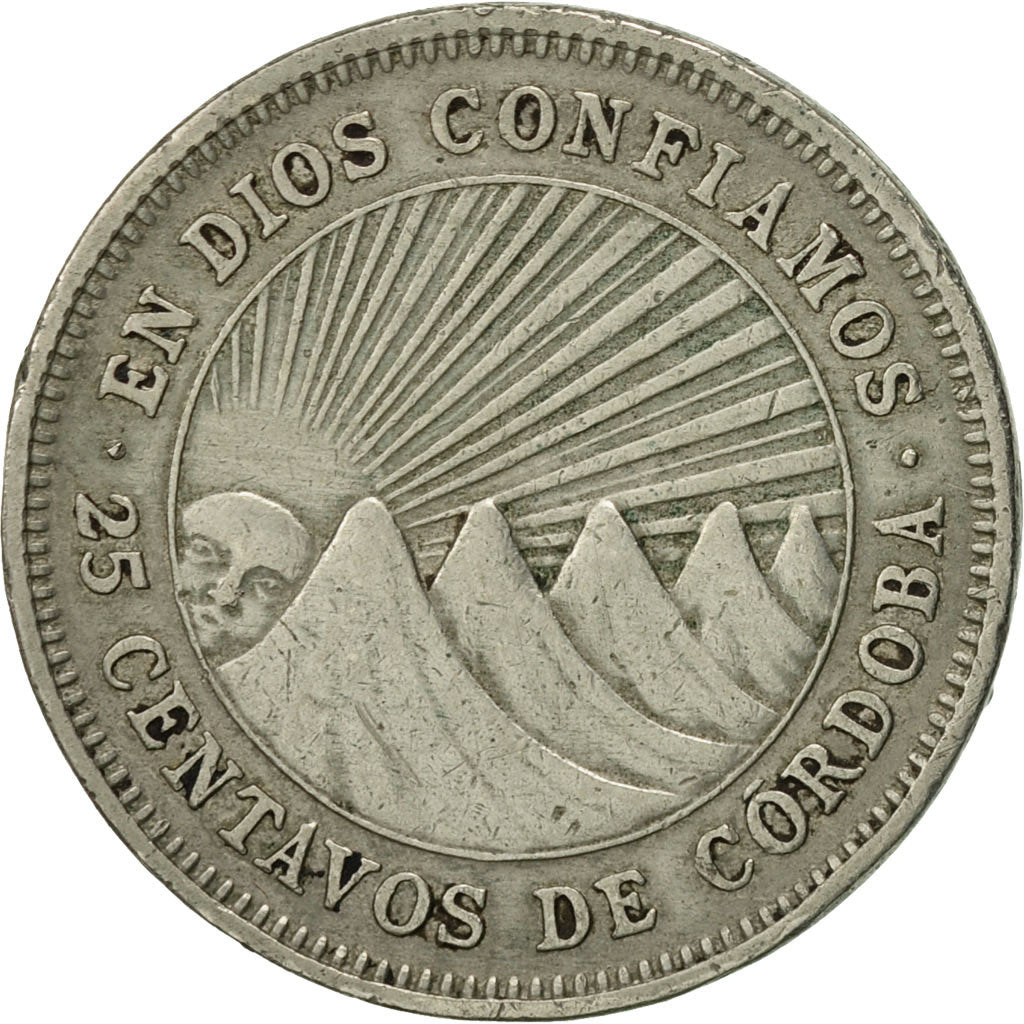 Coin, Nicaragua, 25 Centavos, 1964, EF(40-45), Copper-nickel, KM:18.2