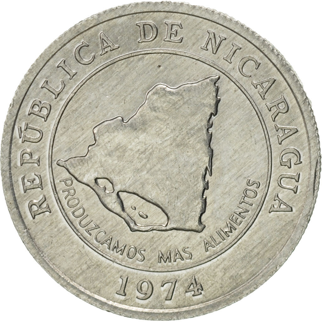 Munten, Nicaragua, 10 Centavos, 1974, PR, Aluminium, KM:29
