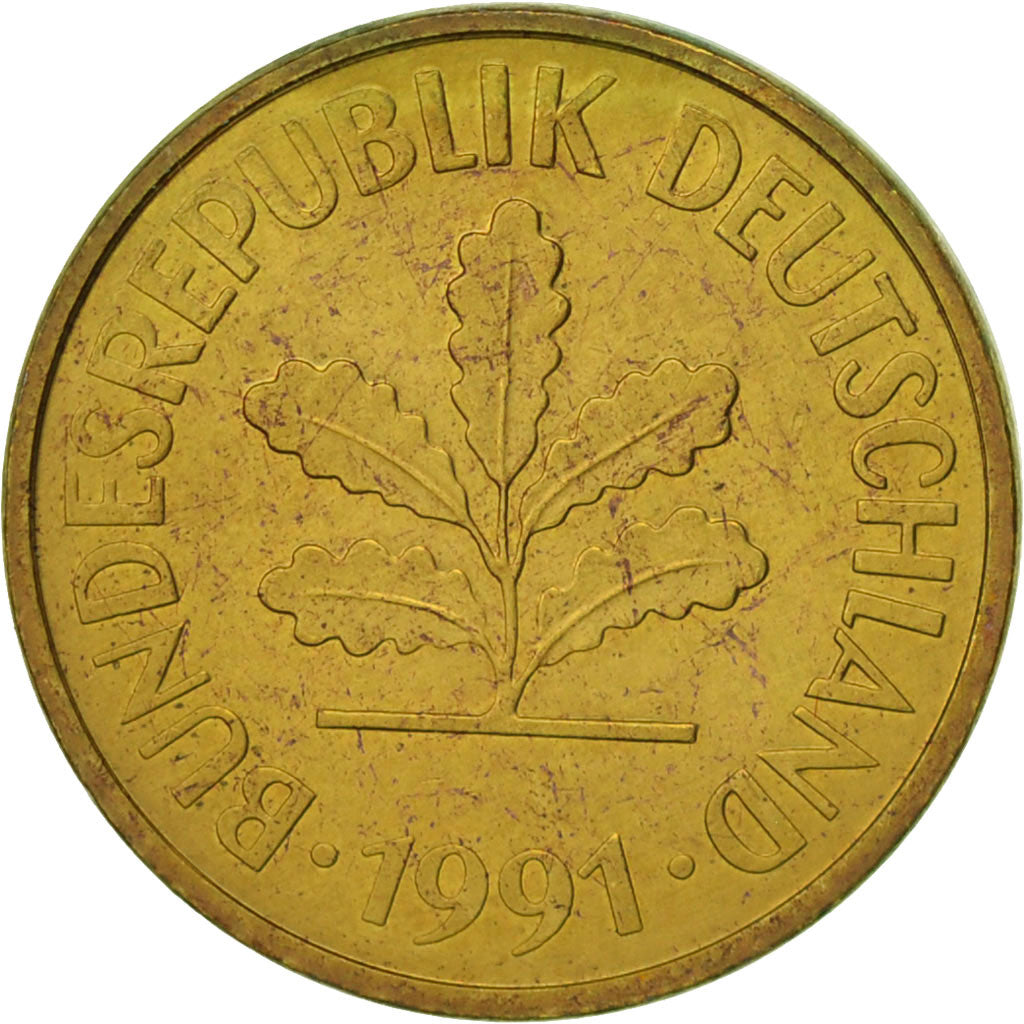 Coin, GERMANY - FEDERAL REPUBLIC, 5 Pfennig, 1991, Berlin, EF(40-45), Brass Clad