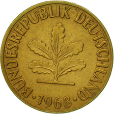 Coin, GERMANY - FEDERAL REPUBLIC, 5 Pfennig, 1968, Hambourg, EF(40-45), Brass