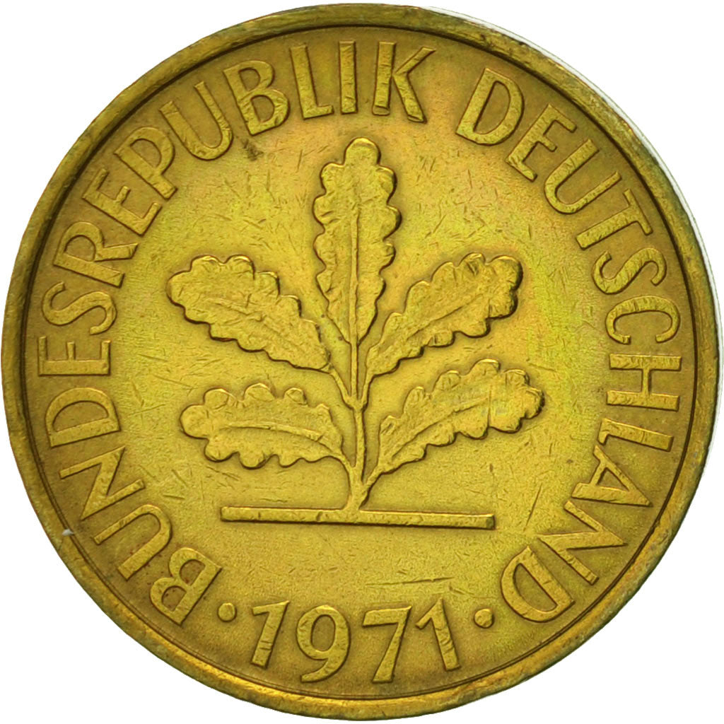 Coin, GERMANY - FEDERAL REPUBLIC, 5 Pfennig, 1971, Karlsruhe, EF(40-45), Brass