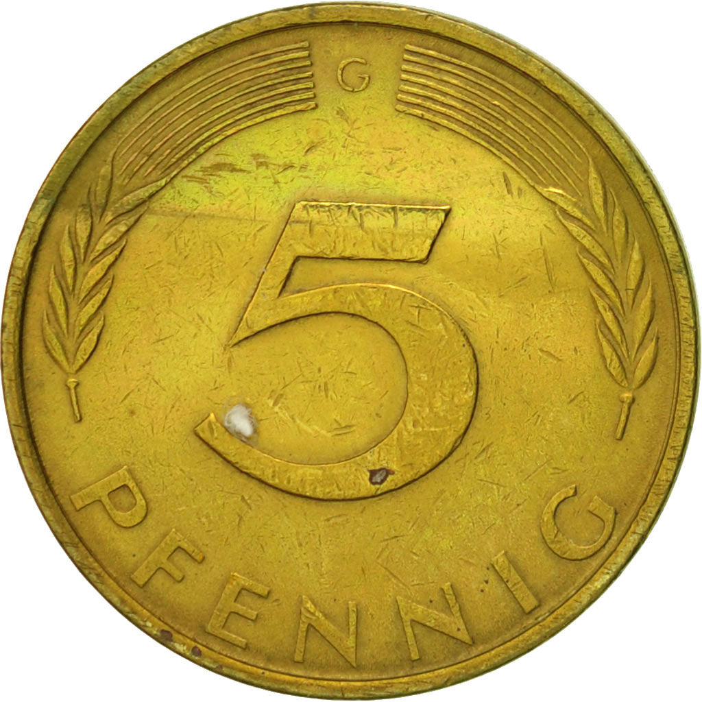 Coin, GERMANY - FEDERAL REPUBLIC, 5 Pfennig, 1971, Karlsruhe, EF(40-45), Brass