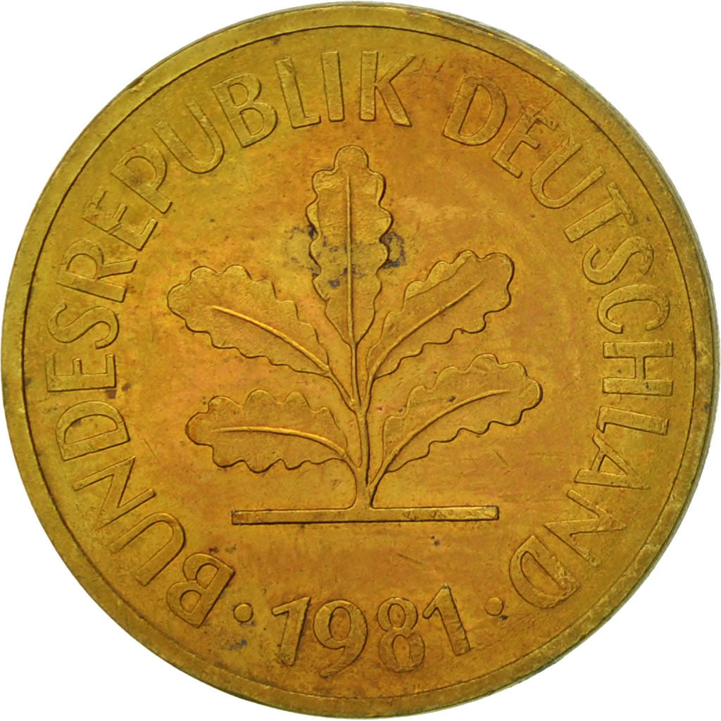 Münze, Bundesrepublik Deutschland, 5 Pfennig, 1981, Hambourg, SS, Brass Clad