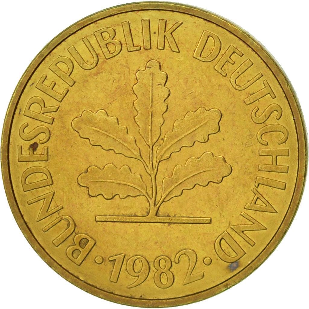 Coin, GERMANY - FEDERAL REPUBLIC, 5 Pfennig, 1982, Hambourg, EF(40-45), Brass
