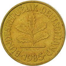 Coin, GERMANY - FEDERAL REPUBLIC, 5 Pfennig, 1985, Stuttgart, EF(40-45), Brass