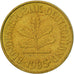 Coin, GERMANY - FEDERAL REPUBLIC, 5 Pfennig, 1985, Stuttgart, EF(40-45), Brass