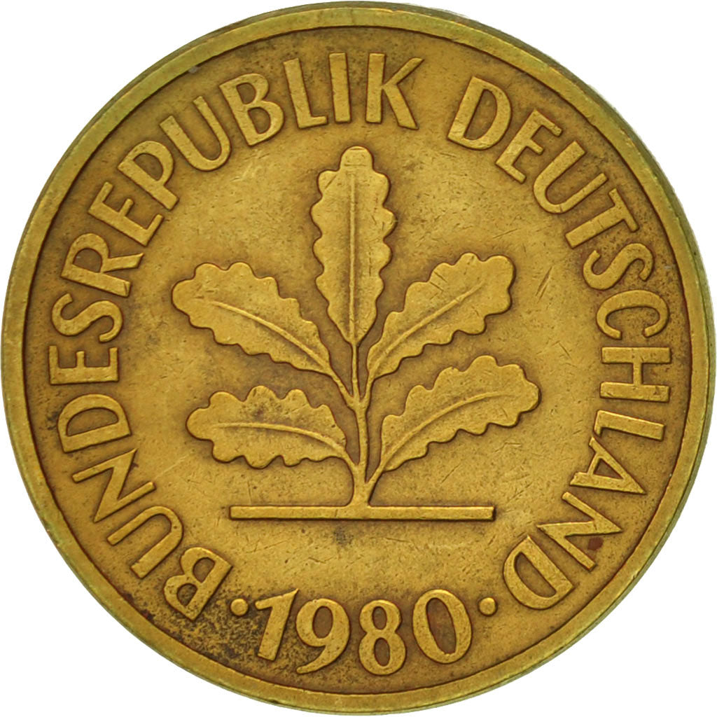 Moneta, GERMANIA - REPUBBLICA FEDERALE, 5 Pfennig, 1980, Stuttgart, BB, Acciaio
