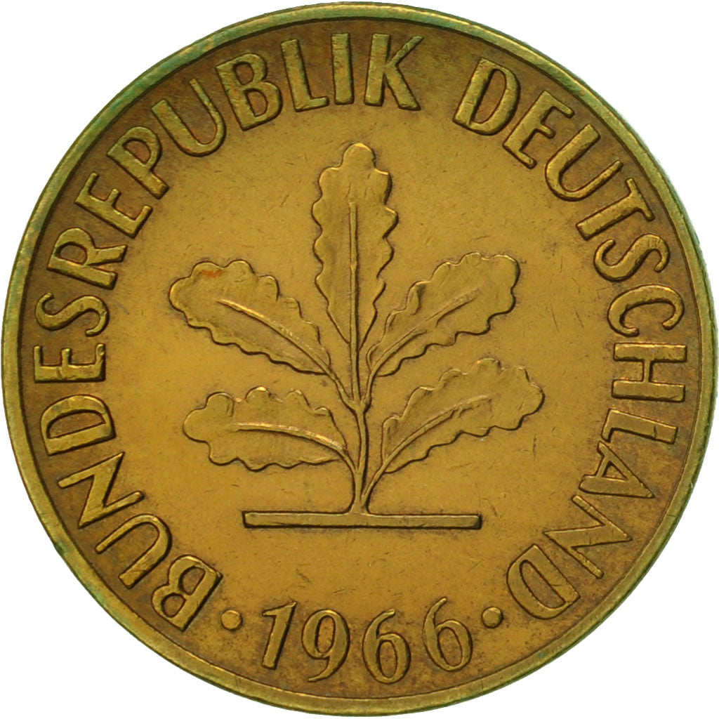 Moneta, Niemcy - RFN, 5 Pfennig, 1966, Hambourg, EF(40-45), Mosiądz powlekany