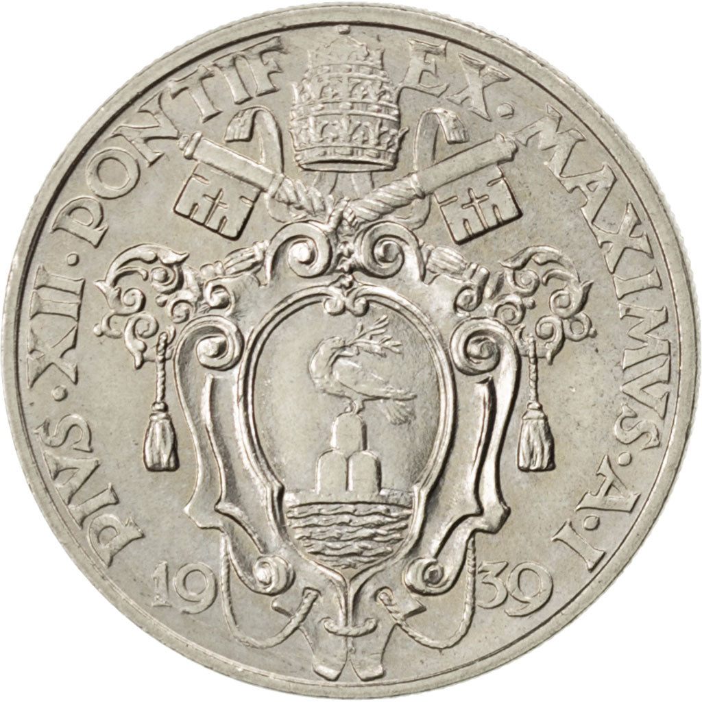 VATICAN CITY, 20 Centesimi, 1939, KM #24, MS(63), Nickel, 3.98