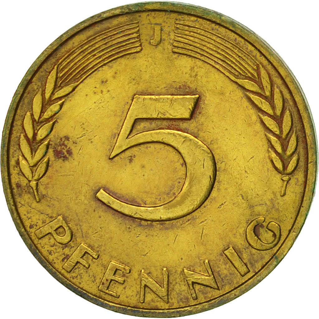 Coin, GERMANY - FEDERAL REPUBLIC, 5 Pfennig, 1971, Hambourg, EF(40-45), Brass