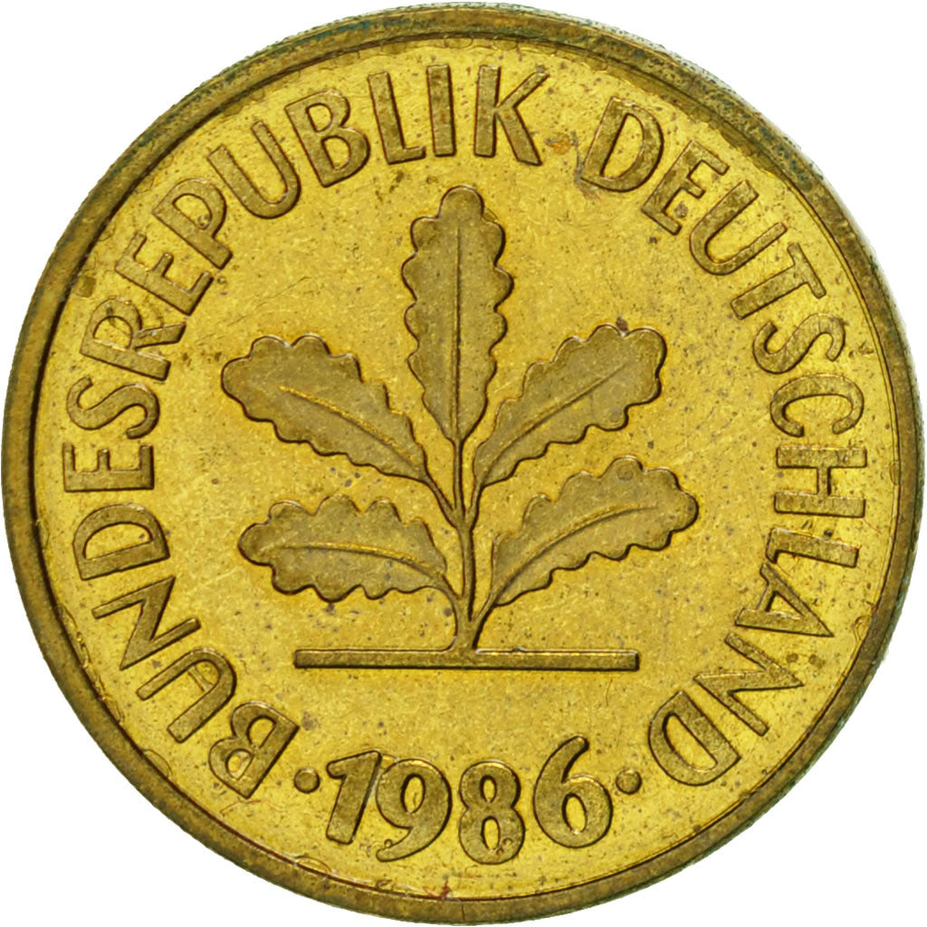 Moneta, GERMANIA - REPUBBLICA FEDERALE, 5 Pfennig, 1986, Stuttgart, BB, Acciaio